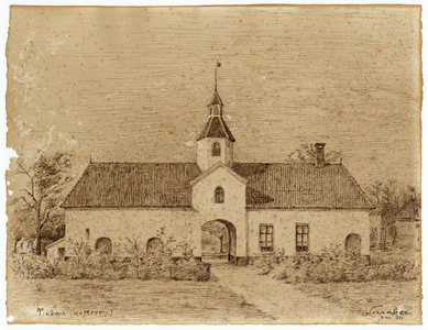 203021 Gezicht op het poortgebouw van de Tjepmastate aan de Leidsestraatweg te De Meern.N.B. Het poortgebouw is in 1963 ...